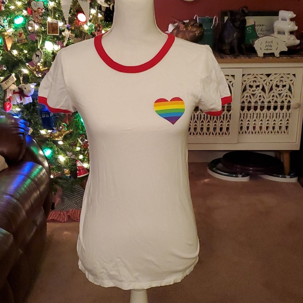 🔥Hot Topic Pride slim fit ringer tee